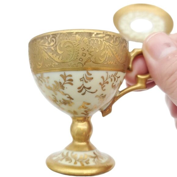 Vintage Original Arnart‎ Creation Japan Footed Tea Cup And Saucer Gold Ivory - Picture 5 of 9